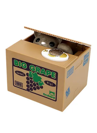 Grape Cartoon Money Eating Cat Piggy Bank Electronic Coin Savings Box Interactive Voice Children Toy - Cat