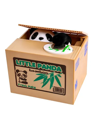 Cartoon Money Eating Cat Piggy Bank Electronic Coin Savings Box Interactive Voice Children Toy - Panda