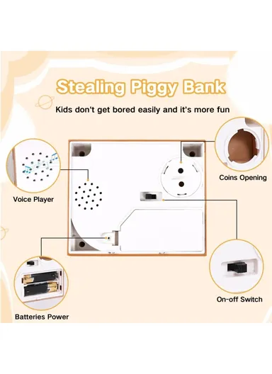 Orange Cartoon Money Eating Cat Piggy Bank Electronic Coin Savings Box Interactive Voice Children Toy - White Cat
