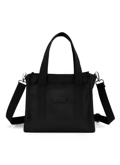 Large Capacity Oxford Cloth Crossbody Bag Shoulder Bag Portable Handbag for Daily Use or Travel - Black