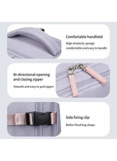 30L Multi-function Laptop Backpack Nylon Travel Shoulder Bag with USB Port - Light Purple