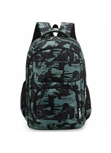 Stylish Backpack Students Travel Laptop Bag Casual Unisex Large Capacity Dual Shoulder Bag - Green