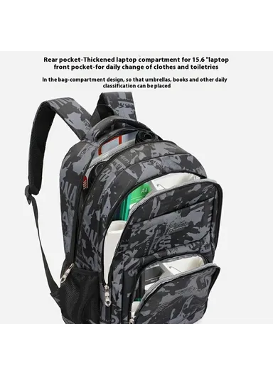Stylish Backpack Students Travel Laptop Bag Casual Unisex Large Capacity Dual Shoulder Bag - Green