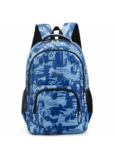 Stylish Backpack Students Travel Laptop Bag Casual Unisex Large Capacity Dual Shoulder Bag - Blue
