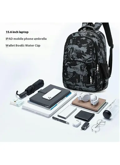 Stylish Backpack Students Travel Laptop Bag Casual Unisex Large Capacity Dual Shoulder Bag - Blue