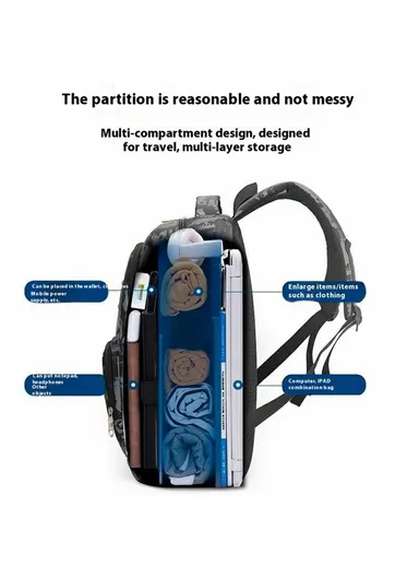Stylish Backpack Students Travel Laptop Bag Casual Unisex Large Capacity Dual Shoulder Bag - Blue