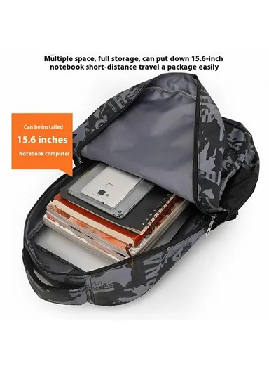 Stylish Backpack Students Travel Laptop Bag Casual Unisex Large Capacity Dual Shoulder Bag - Blue