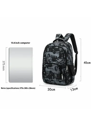 Stylish Backpack Students Travel Laptop Bag Casual Unisex Large Capacity Dual Shoulder Bag - Khaki