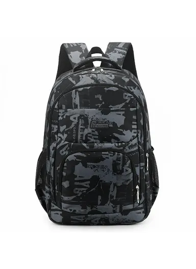 Stylish Backpack Students Travel Laptop Bag Casual Unisex Large Capacity Dual Shoulder Bag - Dark Grey