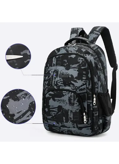 Stylish Backpack Students Travel Laptop Bag Casual Unisex Large Capacity Dual Shoulder Bag - Dark Grey