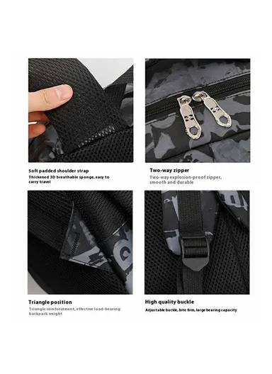 Stylish Backpack Students Travel Laptop Bag Casual Unisex Large Capacity Dual Shoulder Bag - Dark Grey