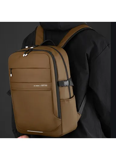 Travel Backpack Business Laptop Daypack 900D Fabric Students Double Shoulder Bag 1328 - Coffee