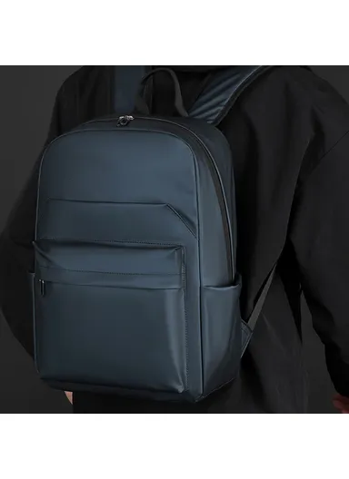 Men Backpack Business Casual Daypack Outdoor Travel Waterproof Double Shoulder Bag 3425 - Dark Blue