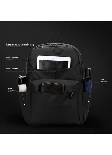 Men Backpack Business Casual Daypack Outdoor Travel Waterproof Double Shoulder Bag 3425 - Dark Blue