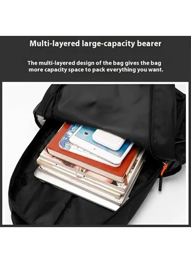 Large Capacity Business Laptop Backpack Men Outdoor Casual Travel Student School Bag - Orange