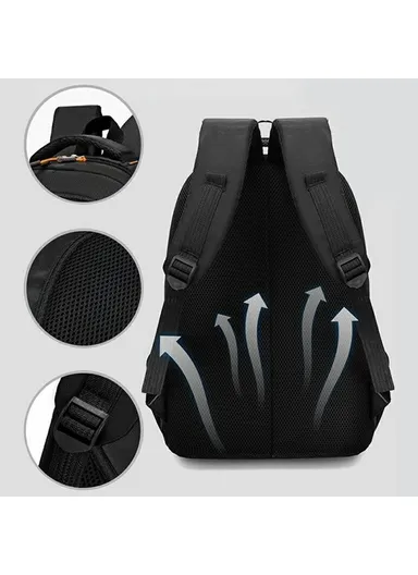 Large Capacity Business Laptop Backpack Men Outdoor Casual Travel Student School Bag - Orange