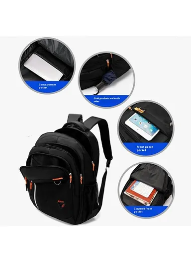 Large Capacity Business Laptop Backpack Men Outdoor Casual Travel Student School Bag - Orange