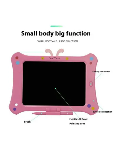 8.5-inch Cartoon Butterfly LCD Handwriting Board Kids Color Drawing Writing Graffiti Memo Pad - Baby Blue