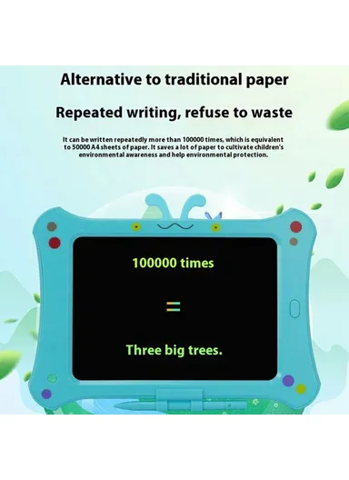 8.5-inch Cartoon Butterfly LCD Handwriting Board Kids Color Drawing Writing Graffiti Memo Pad - Baby Blue