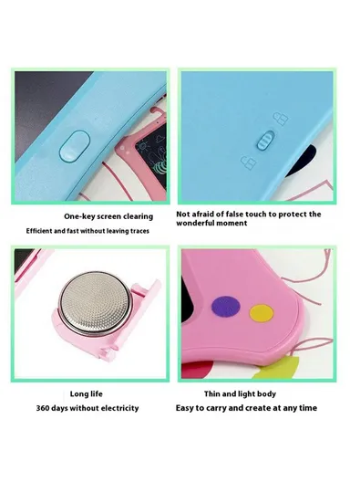 8.5-inch Cartoon Butterfly LCD Handwriting Board Kids Color Drawing Writing Graffiti Memo Pad - Baby Blue