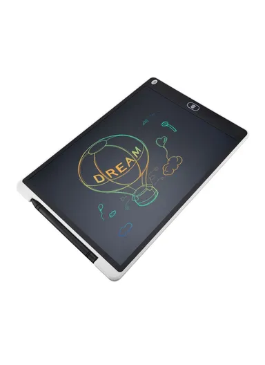 12" LCD Writing Tablet Erasable Drawing Tablet Portable Drawing Pad One-Click Erase with Lock Button for Kids Learning Gift Creative Toy - White / Color Screen