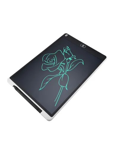 12" LCD Writing Tablet Erasable Drawing Tablet Portable Drawing Pad One-Click Erase with Lock Button for Kids Learning Gift Creative Toy - White / Single Color Screen