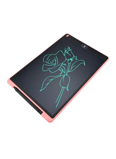 12" LCD Writing Tablet Erasable Drawing Tablet Portable Drawing Pad One-Click Erase with Lock Button for Kids Learning Gift Creative Toy - Pink / Single Color Screen