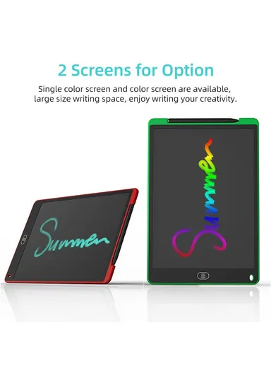 12" LCD Writing Tablet Erasable Drawing Tablet Portable Drawing Pad One-Click Erase with Lock Button for Kids Learning Gift Creative Toy - Pink / Single Color Screen