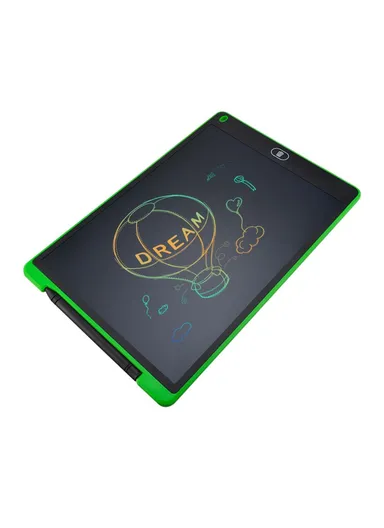 12" LCD Writing Tablet Erasable Drawing Tablet Portable Drawing Pad One-Click Erase with Lock Button for Kids Learning Gift Creative Toy - Green / Color Screen