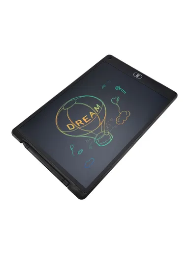 12" LCD Writing Tablet Erasable Drawing Tablet Portable Drawing Pad One-Click Erase with Lock Button for Kids Learning Gift Creative Toy - Black / Color Screen