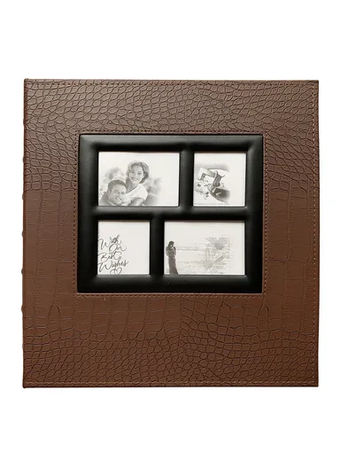 PU Leather Cover Photo Album 6 Inch Photos 500 Capacity Inserts Storage Book - Crocodile Texture / Brown
