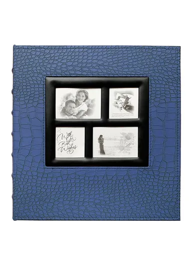 PU Leather Cover Photo Album 6 Inch Photos 500 Capacity Inserts Storage Book - Crocodile Texture / Blue