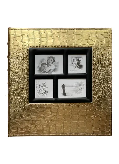 PU Leather Cover Photo Album 6 Inch Photos 500 Capacity Inserts Storage Book - Crocodile Texture / Gold