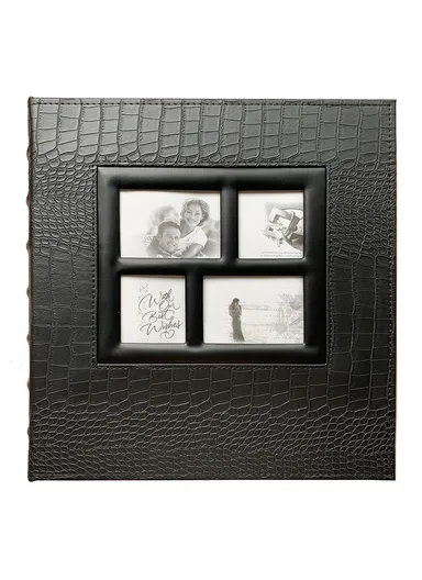 PU Leather Cover Photo Album 6 Inch Photos 500 Capacity Inserts Storage Book - Crocodile Texture / Black