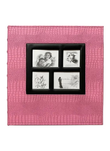 PU Leather Cover Photo Album 6 Inch Photos 500 Capacity Inserts Storage Book - Crocodile Texture / Pink