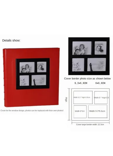 PU Leather Cover Photo Album 6 Inch Photos 500 Capacity Inserts Storage Book - Crocodile Texture / Pink