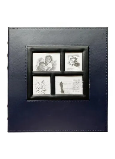 PU Leather Cover Photo Album 6 Inch Photos 500 Capacity Inserts Storage Book - Plain Texture / Blue
