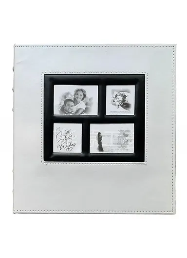 PU Leather Cover Photo Album 6 Inch Photos 500 Capacity Inserts Storage Book - Plain Texture / White