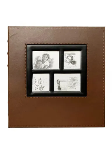 PU Leather Cover Photo Album 6 Inch Photos 500 Capacity Inserts Storage Book - Plain Texture / Brown
