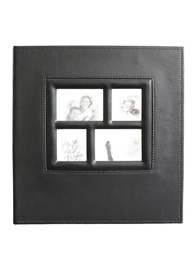 PU Leather Cover Photo Album 6 Inch Photos 500 Capacity Inserts Storage Book - Plain Texture / Black