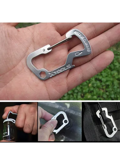 D Shaped Stainless Steel Multi-functional Opener for Outdoor Activities
