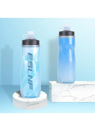 Insulated Cycling Water Bottle Fluorescent Squeeze Sport Bottle (BPA-Free, No FDA) - Simple Lines