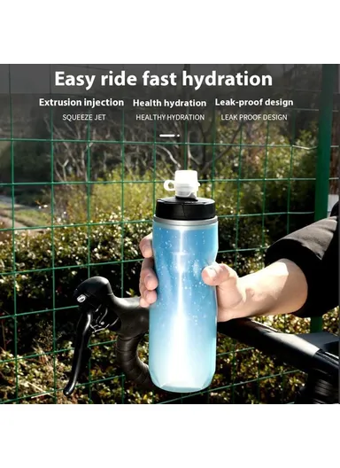 Insulated Cycling Water Bottle Fluorescent Squeeze Sport Bottle (BPA-Free, No FDA) - Simple Lines