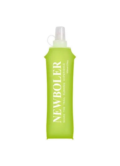 500ml Outdoor Sports Water Bottle Portable Collapsible TPU Soft Water Bag for Running (No FDA, BPA-Free) - Lime