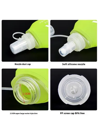 500ml Outdoor Sports Water Bottle Portable Collapsible TPU Soft Water Bag for Running (No FDA, BPA-Free) - Lime