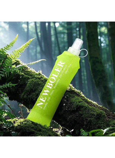 500ml Outdoor Sports Water Bottle Portable Collapsible TPU Soft Water Bag for Running (No FDA, BPA-Free) - Lime