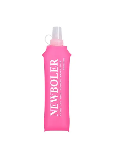 500ml Outdoor Sports Water Bottle Portable Collapsible TPU Soft Water Bag for Running (No FDA, BPA-Free) - Hot Pink