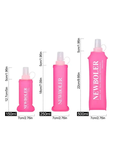 500ml Outdoor Sports Water Bottle Portable Collapsible TPU Soft Water Bag for Running (No FDA, BPA-Free) - Hot Pink
