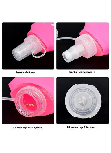 500ml Outdoor Sports Water Bottle Portable Collapsible TPU Soft Water Bag for Running (No FDA, BPA-Free) - Hot Pink