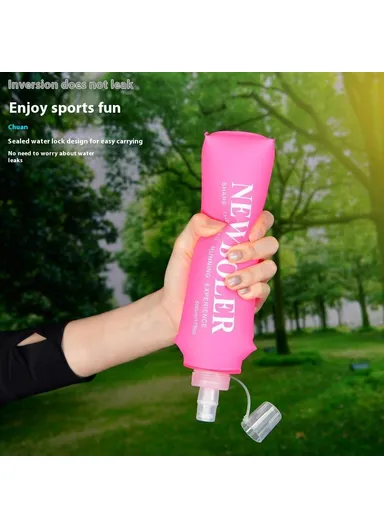 500ml Outdoor Sports Water Bottle Portable Collapsible TPU Soft Water Bag for Running (No FDA, BPA-Free) - Hot Pink